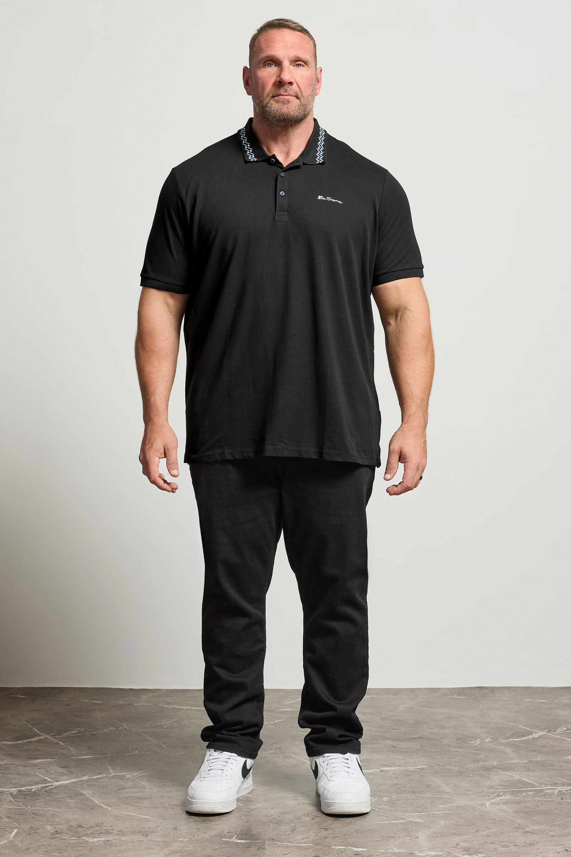 Ben Sherman Big & Tall Black Signature Pique Polo Shirt | BadRhino 2