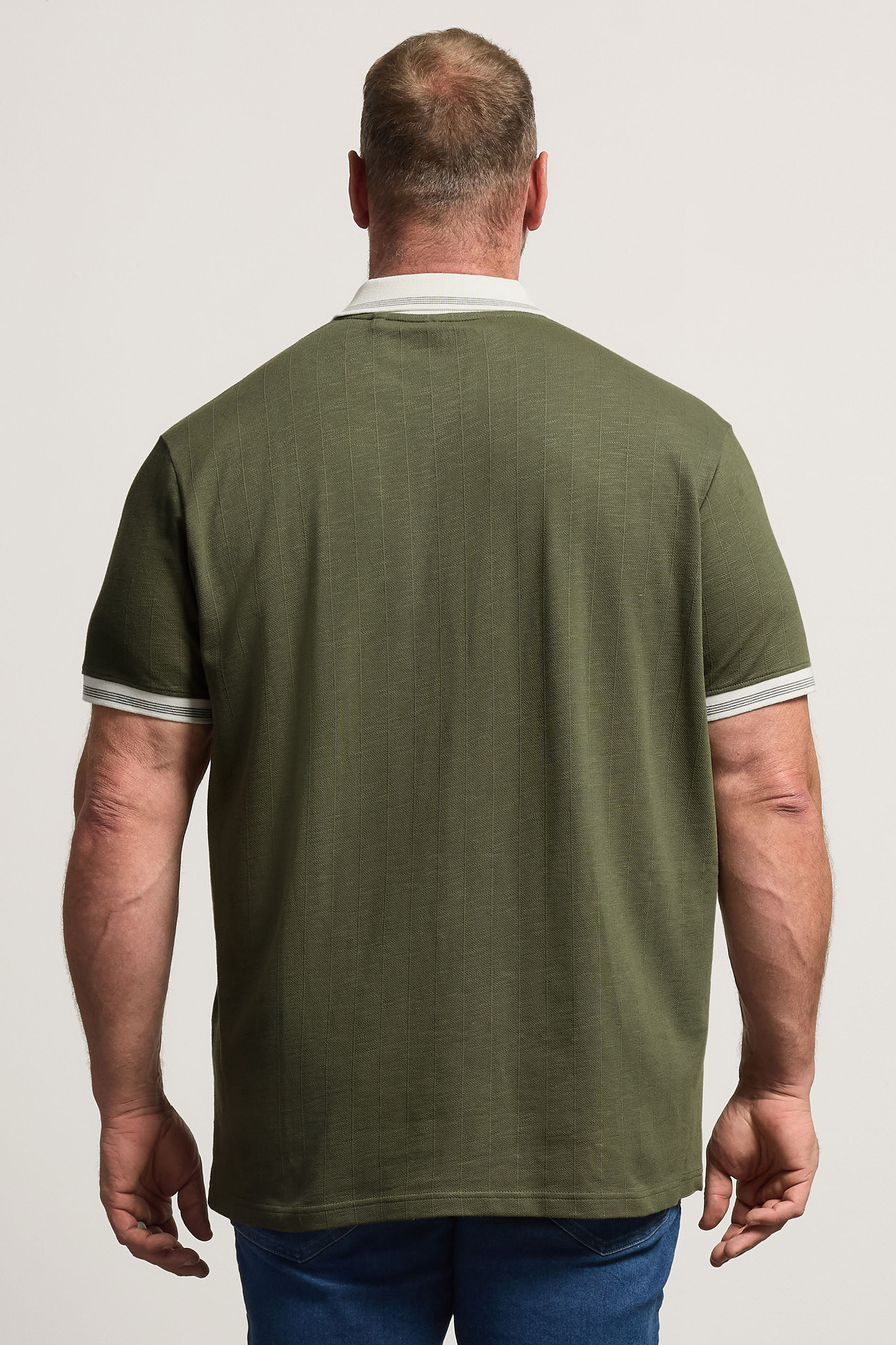 BadRhino Big & Tall Khaki Green Mini Check Polo Shirt BadRhino 2