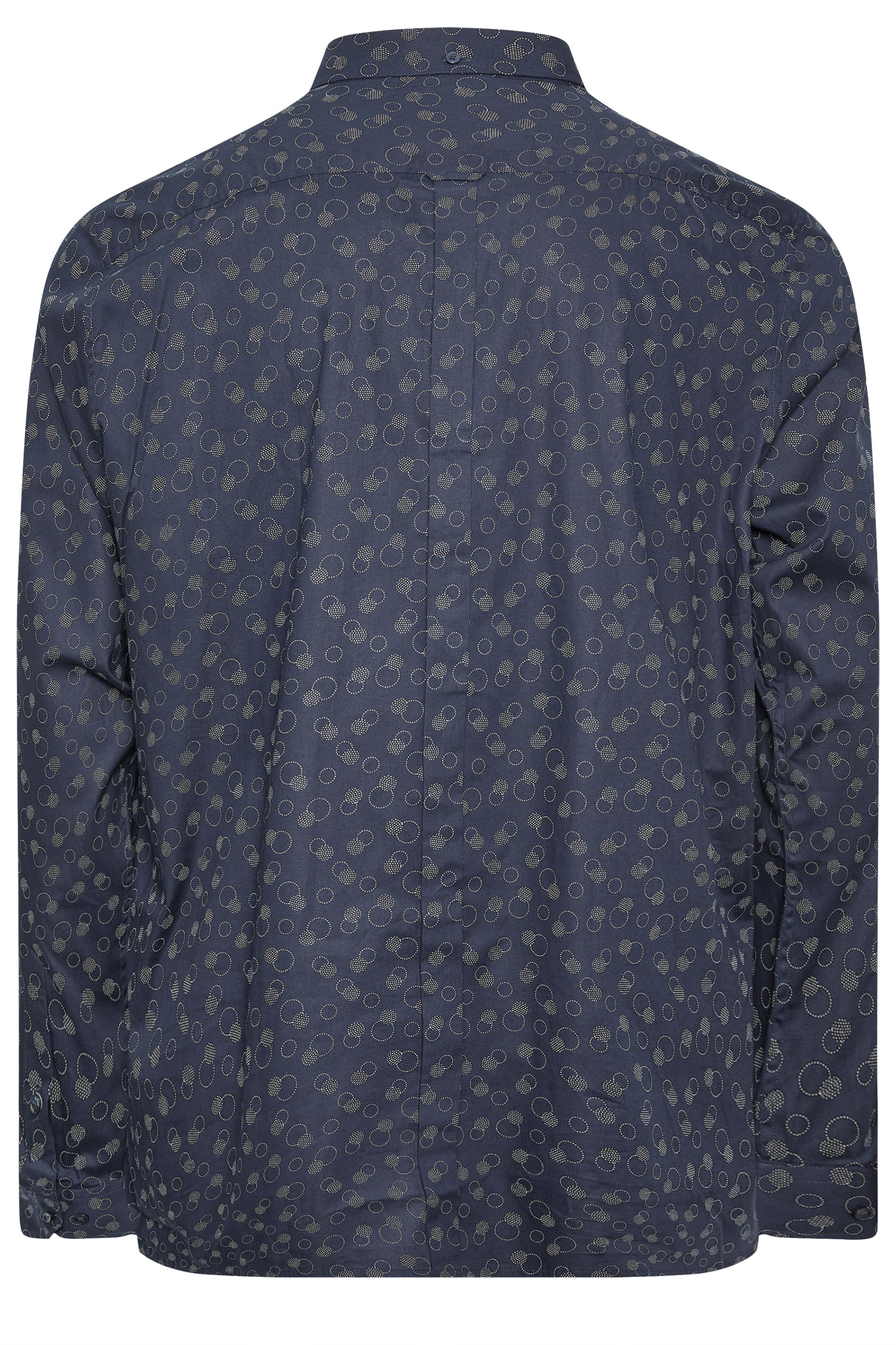 BEN SHERMAN Navy Blue Stipple Print Long Sleeve Shirt | BadRhino 3