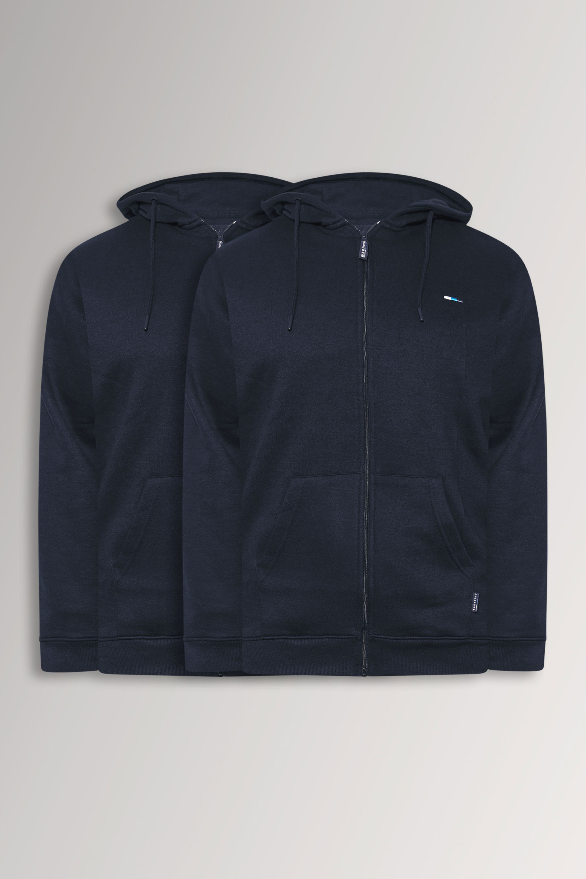 BadRhino Big & Tall 2 PACK Navy Blue Zip Through Hoodies | BadRhino 3