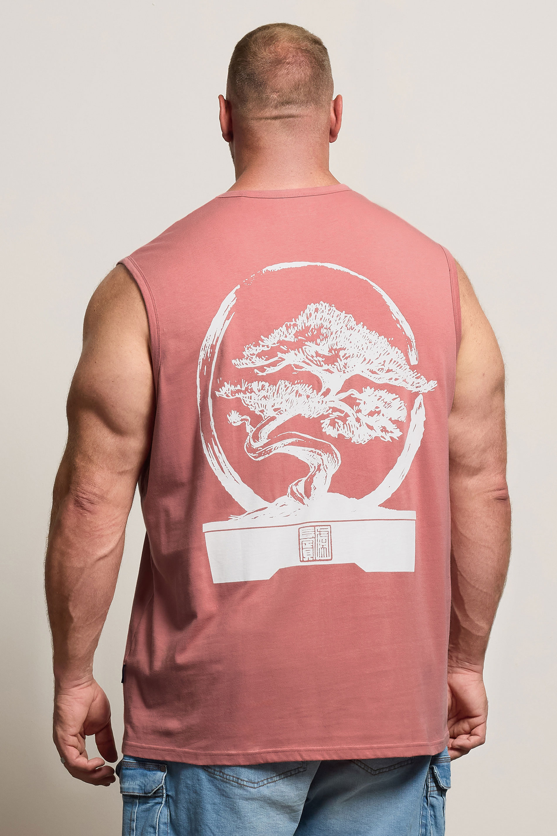 BadRhino Big & Tall Pink Bonzai Graphic Vest Top | BadRhino 3