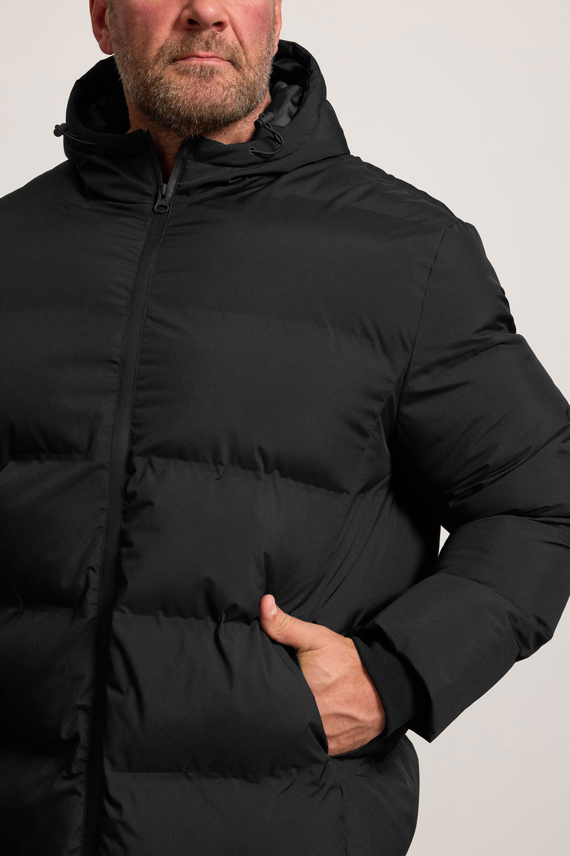 BadRhino Big & Tall Black Seamless Longline Puffer Jacket | BadRhino 4