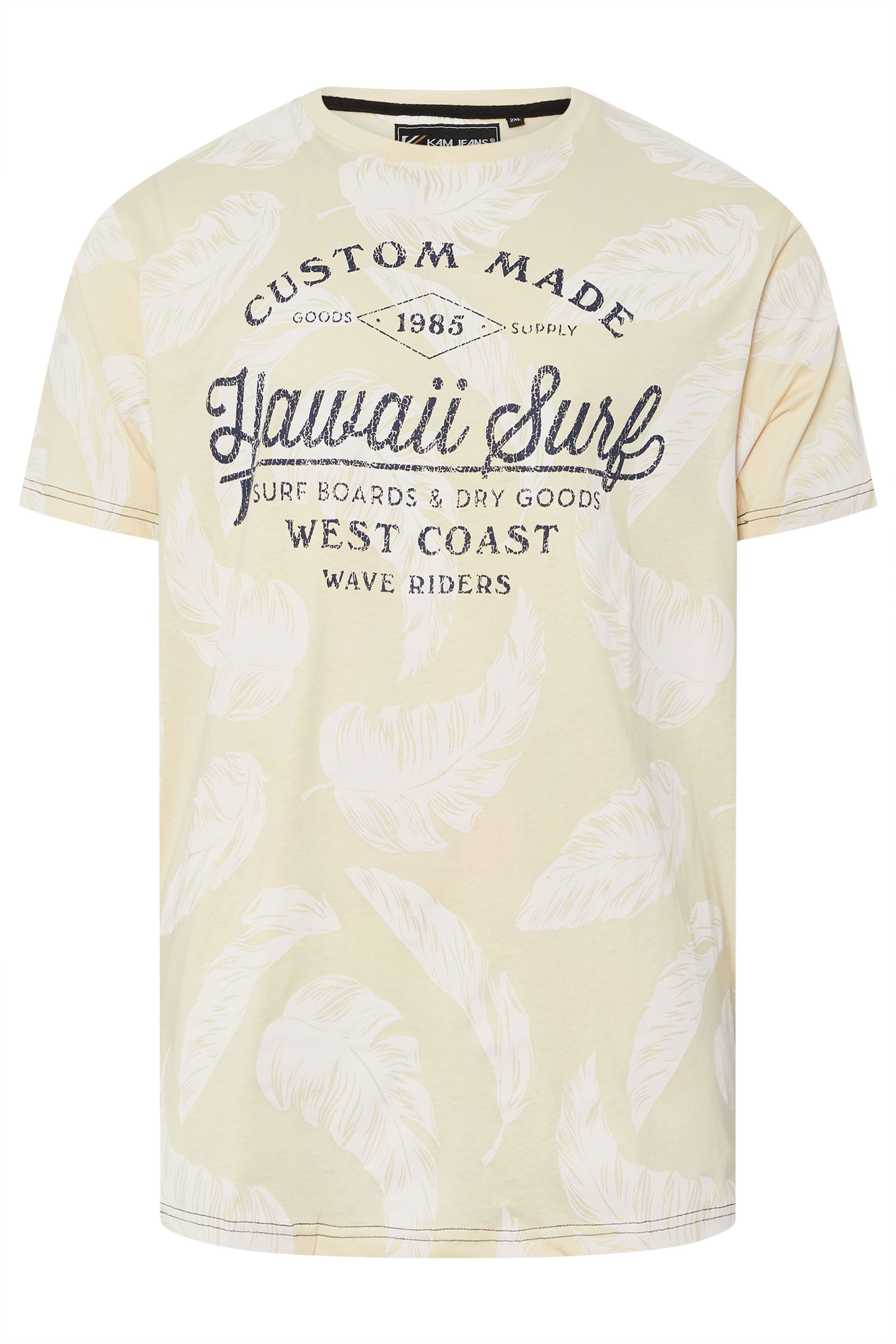 KAM Big & Tall Stone Brown 'Hawaii Surf' Leaf Print T-Shirt | BadRhino 3