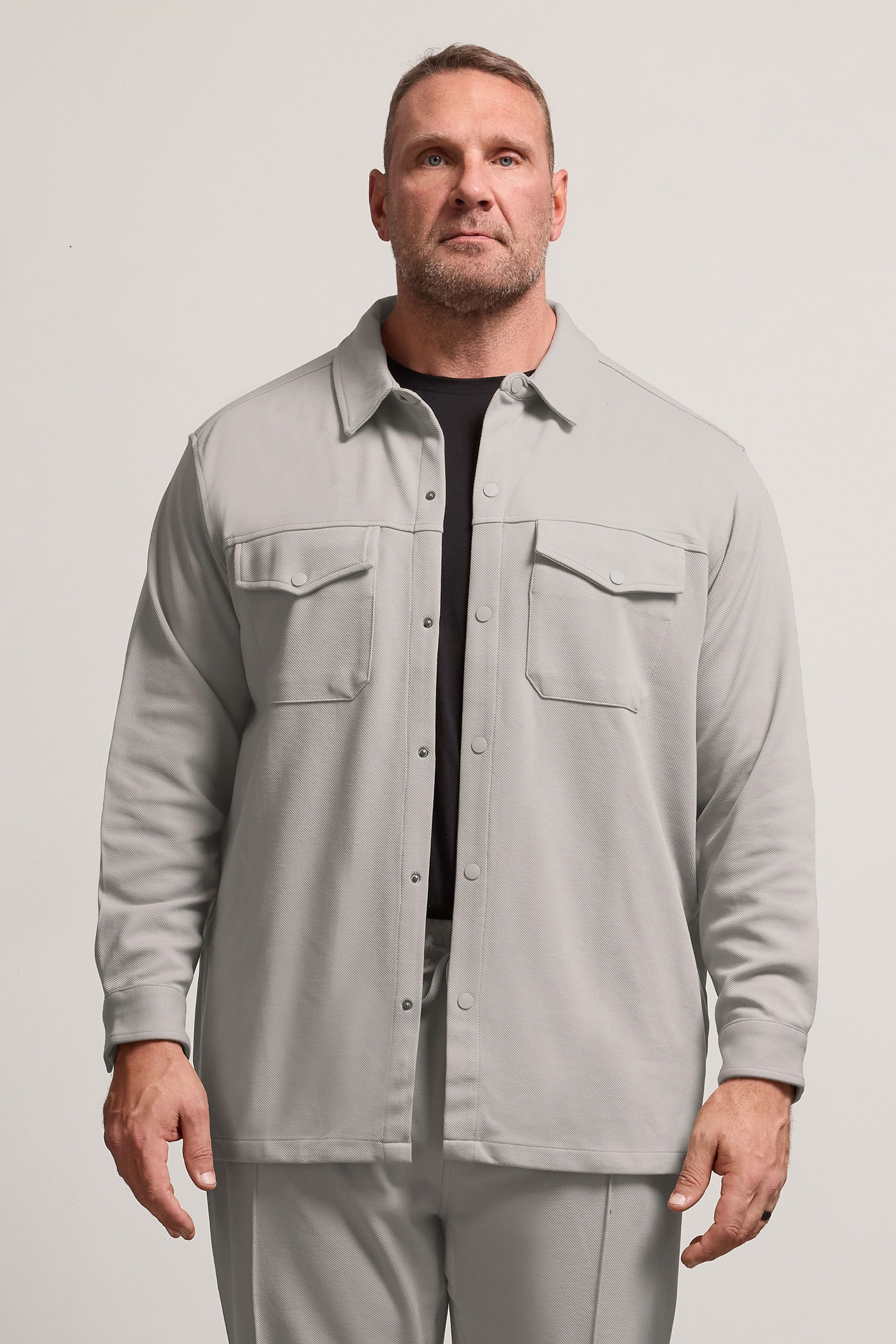 BadRhino Big & Tall Natural Brown Textured Jersey Shacket | BadRhino 1