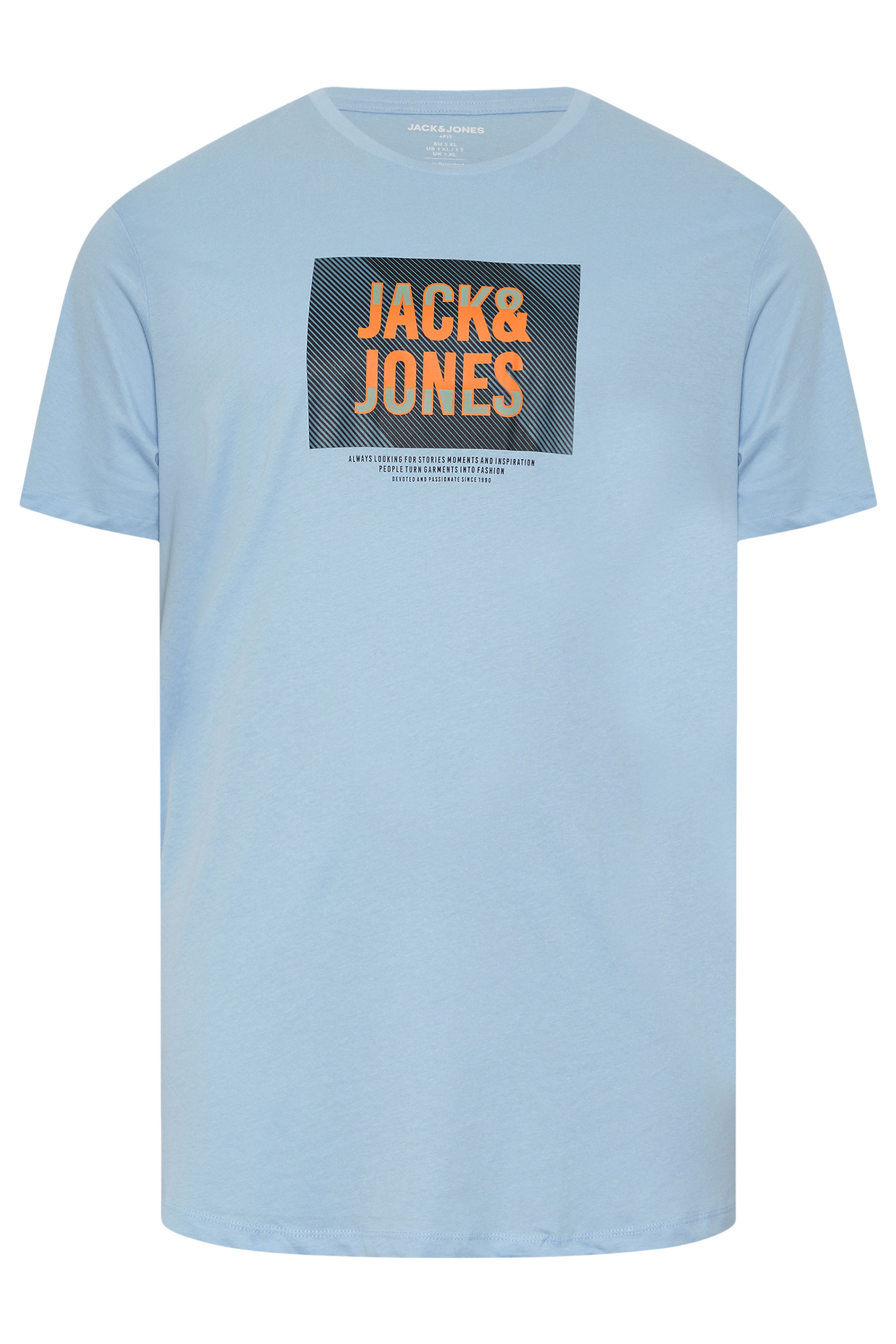 JACK & JONES Big & Tall 3 PACK Blue Branded Logo Print T-Shirts | BadRhino 4