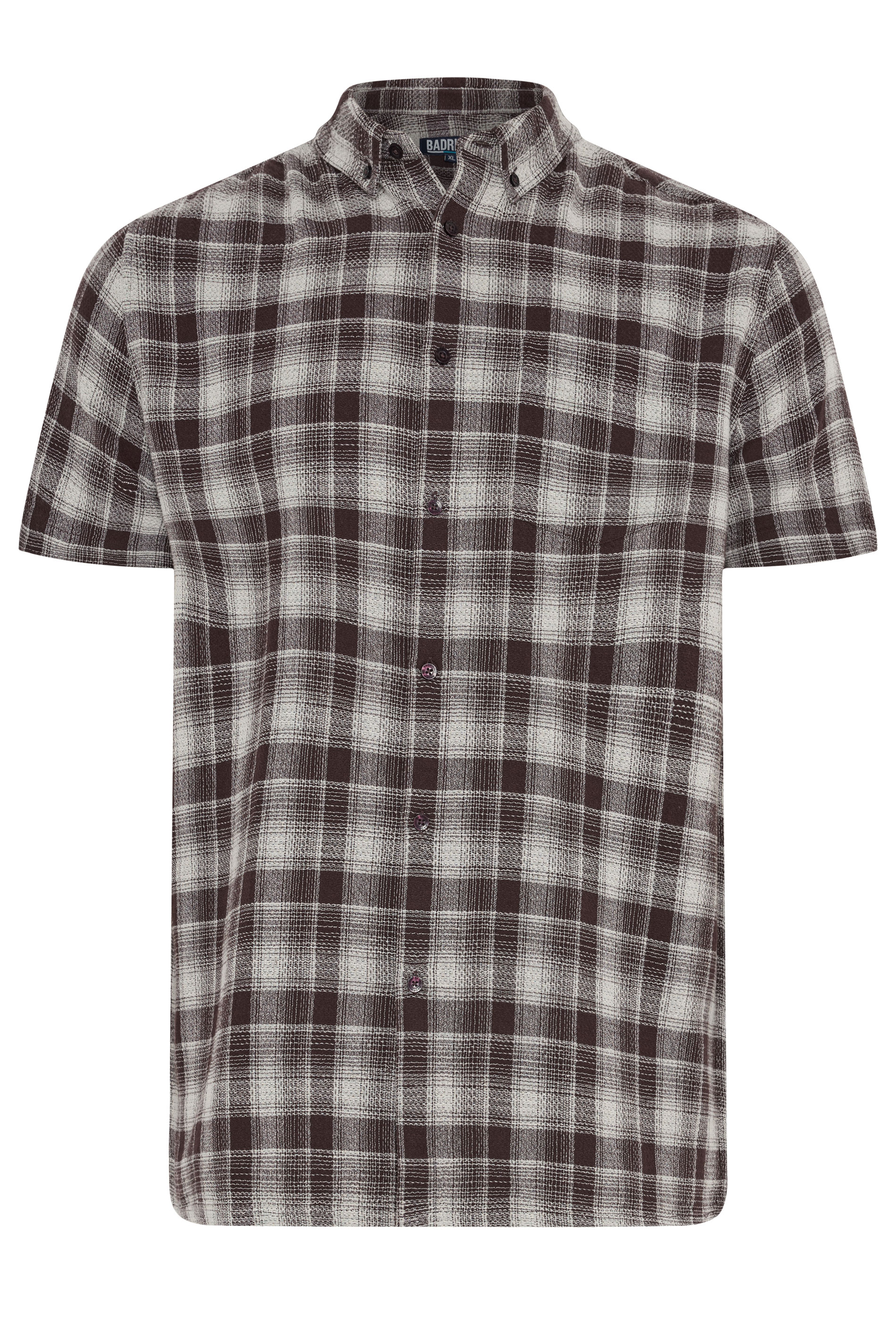 BadRhino Big & Tall Brown Check Stripe Short Sleeve Shirt | BadRhino 5