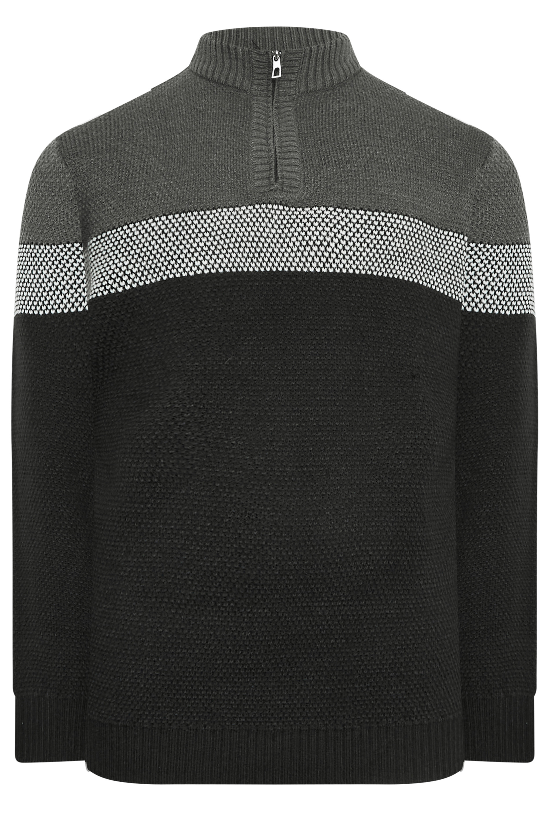 BadRhino Big & Tall Black Half Zip Heavyweight Knitted Jumper | BadRhino 4
