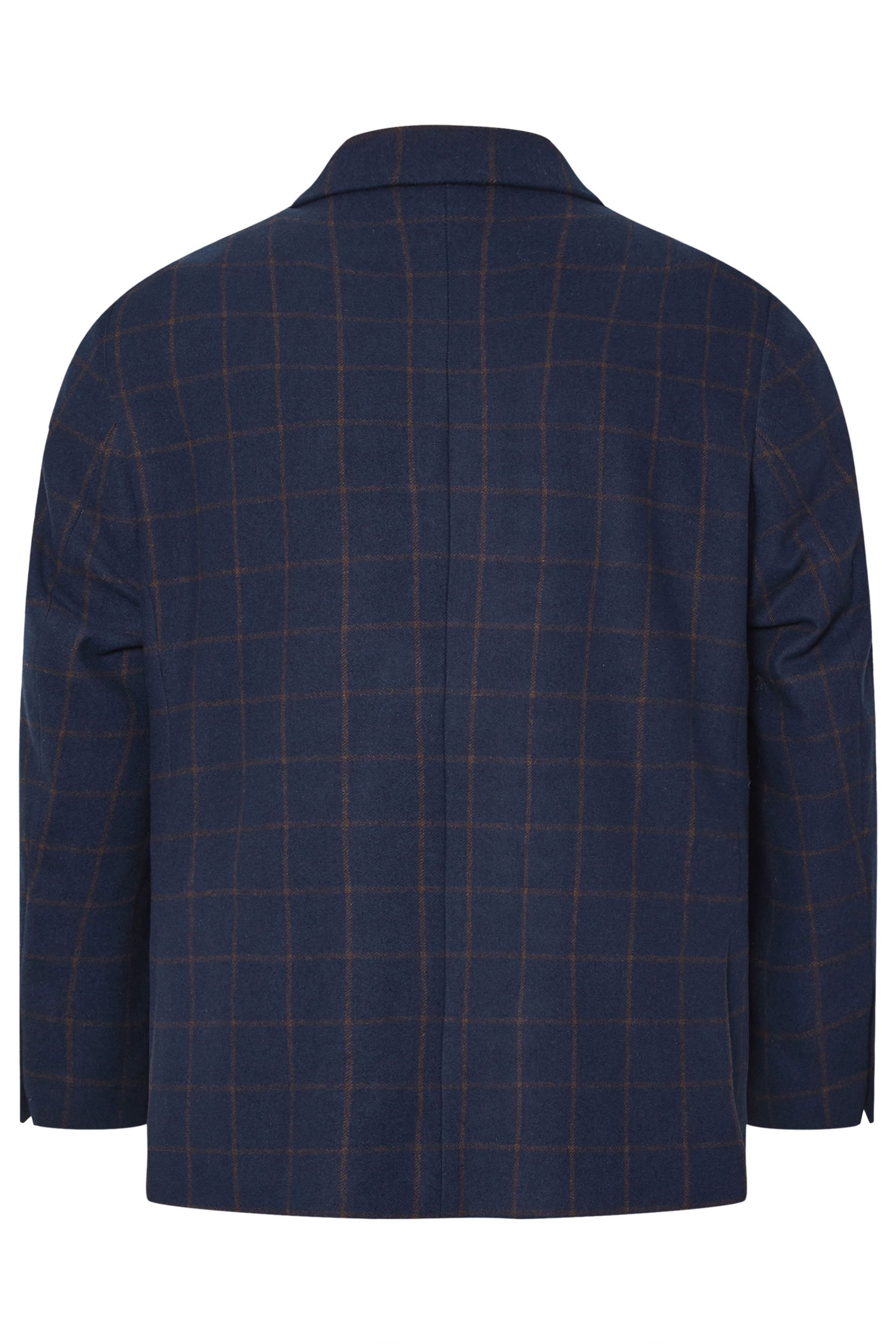 BadRhino Tailoring Big & Tall Navy Blue & Rust Orange Tweed Checked Suit Jacket | BadRhino 11