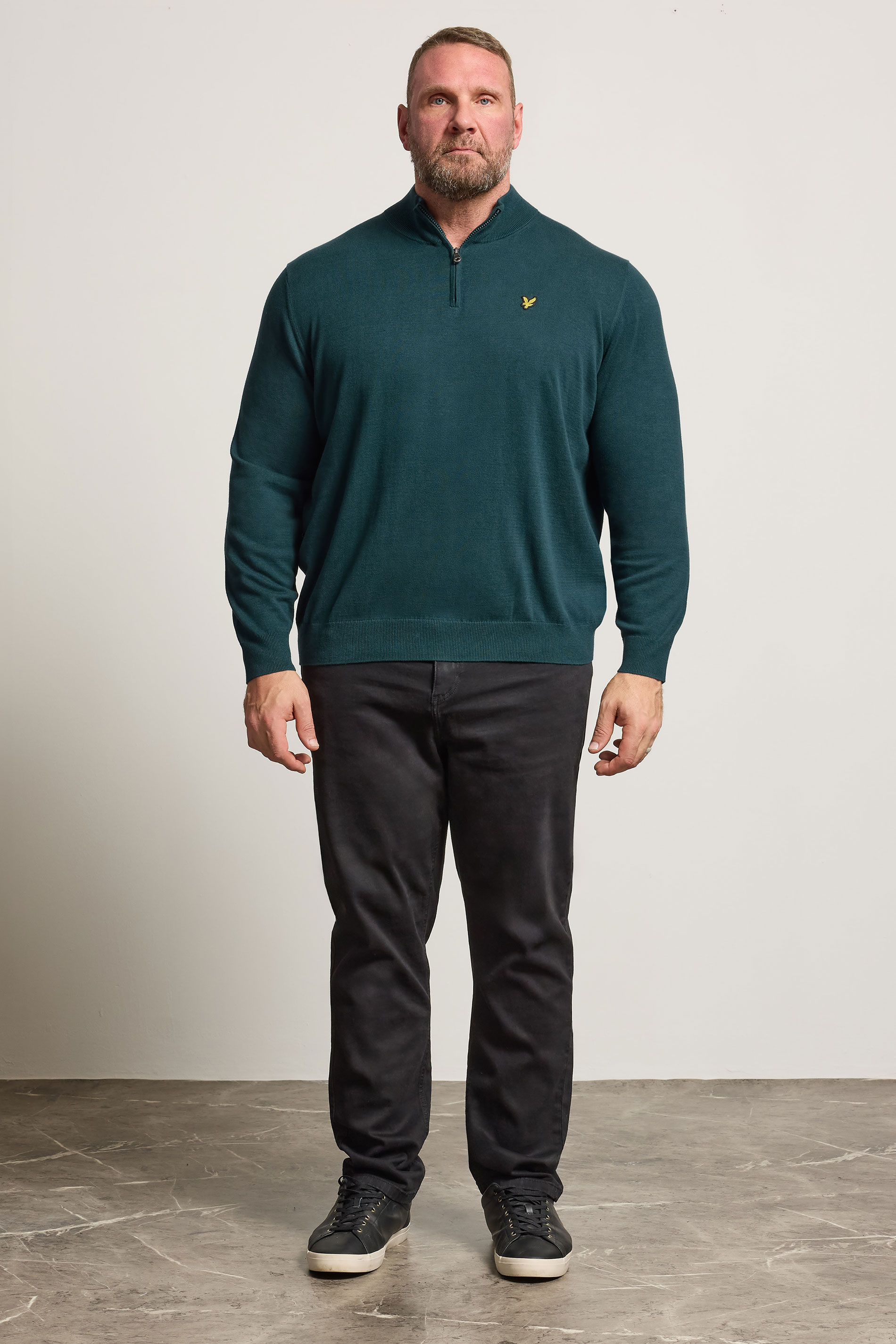 LYLE & SCOTT Big & Tall Teal Blue Quarter Zip Jumper | BadRhino 2