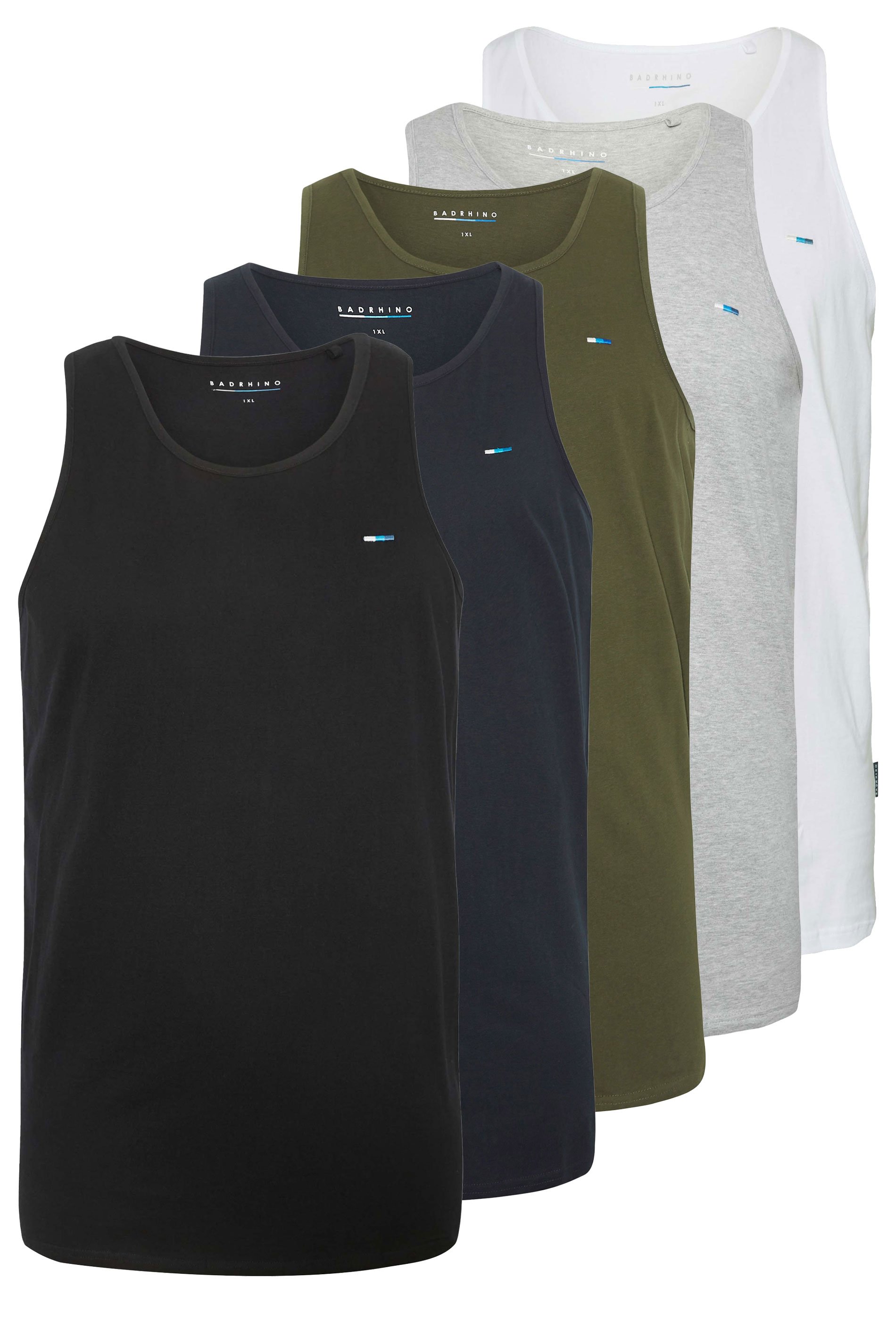 BadRhino Big & Tall Black & White 5 Pack Vest Tops | BadRhino 3