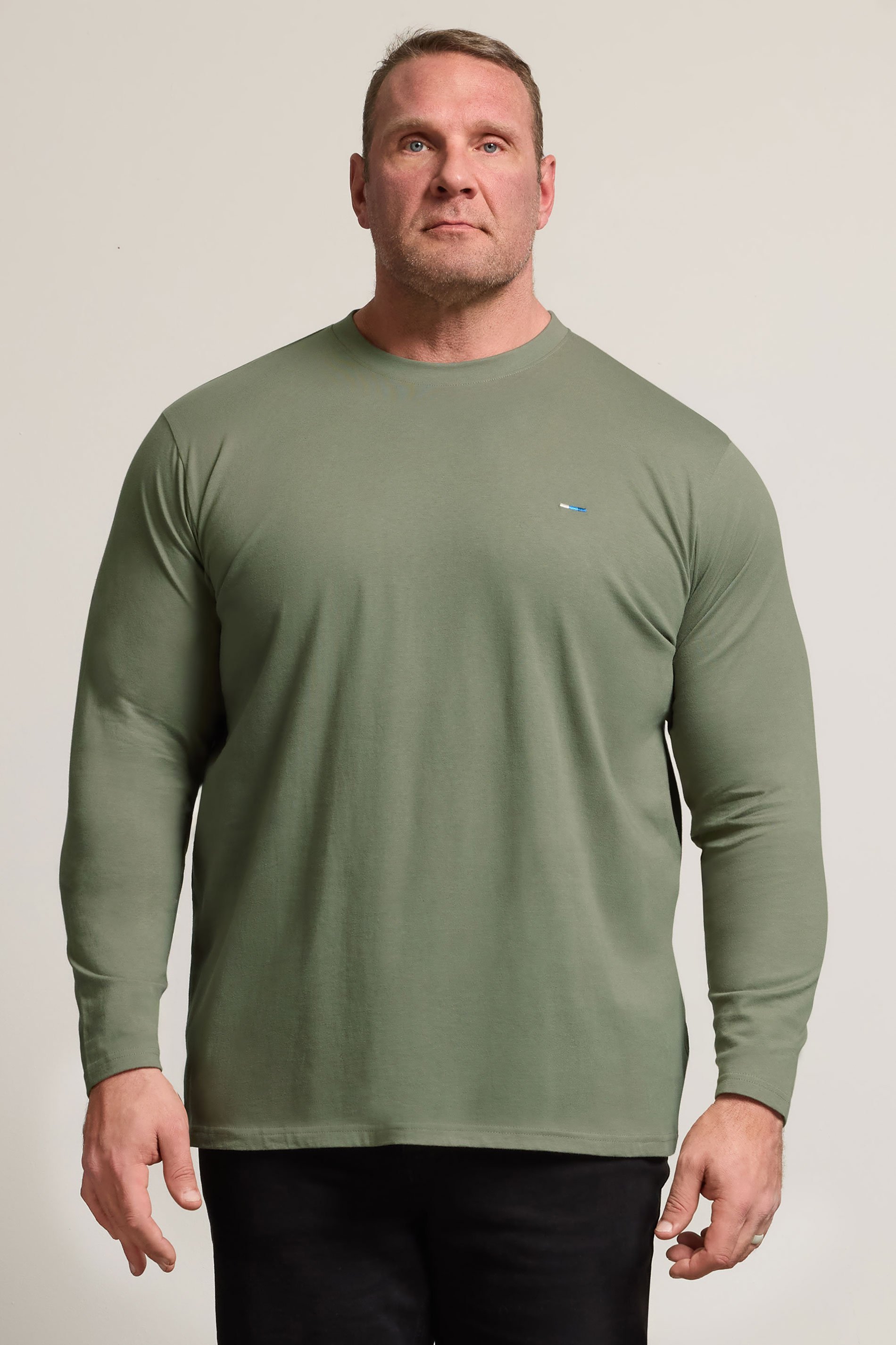 BadRhino Big & Tall Sage Green Long Sleeve Plain T-shirt | BadRhino 1