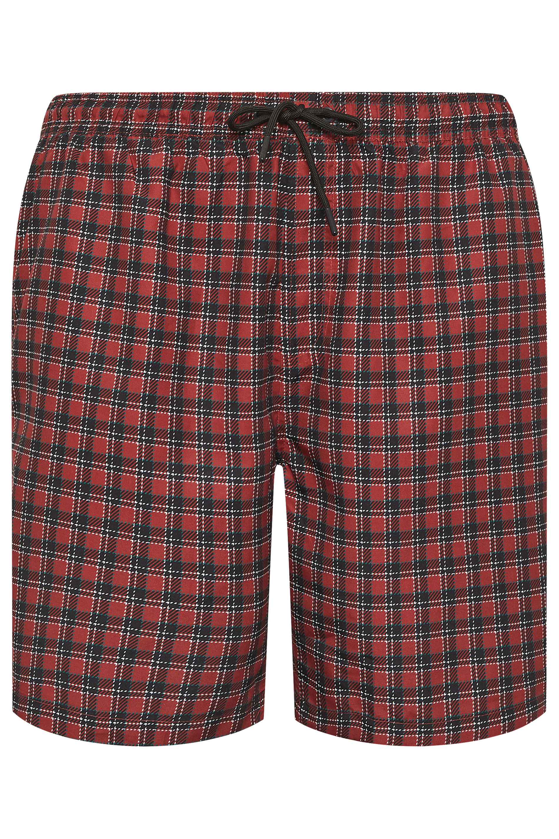 BadRhino Big & Tall Red & Black Tartan Swim Shorts | BadRhino 7