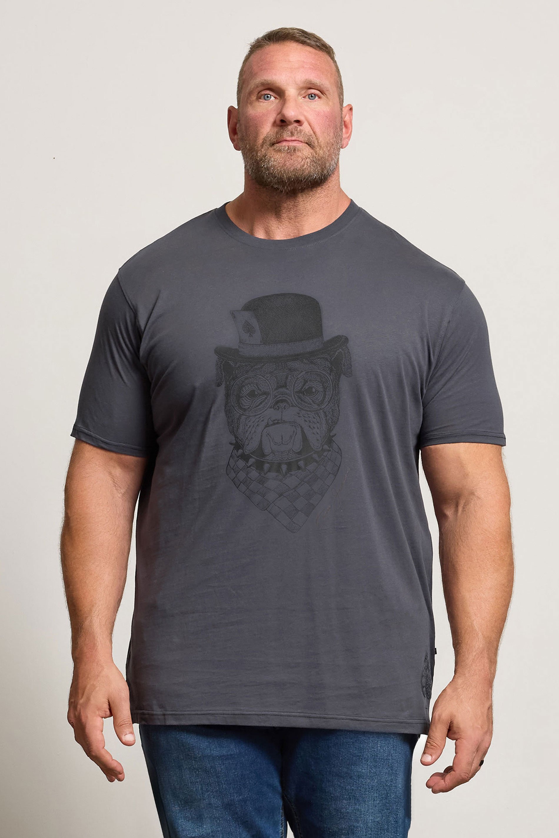 KAM Big & Tall Night Black Bulldog Graphic Print T-Shirt | BadRhino 1