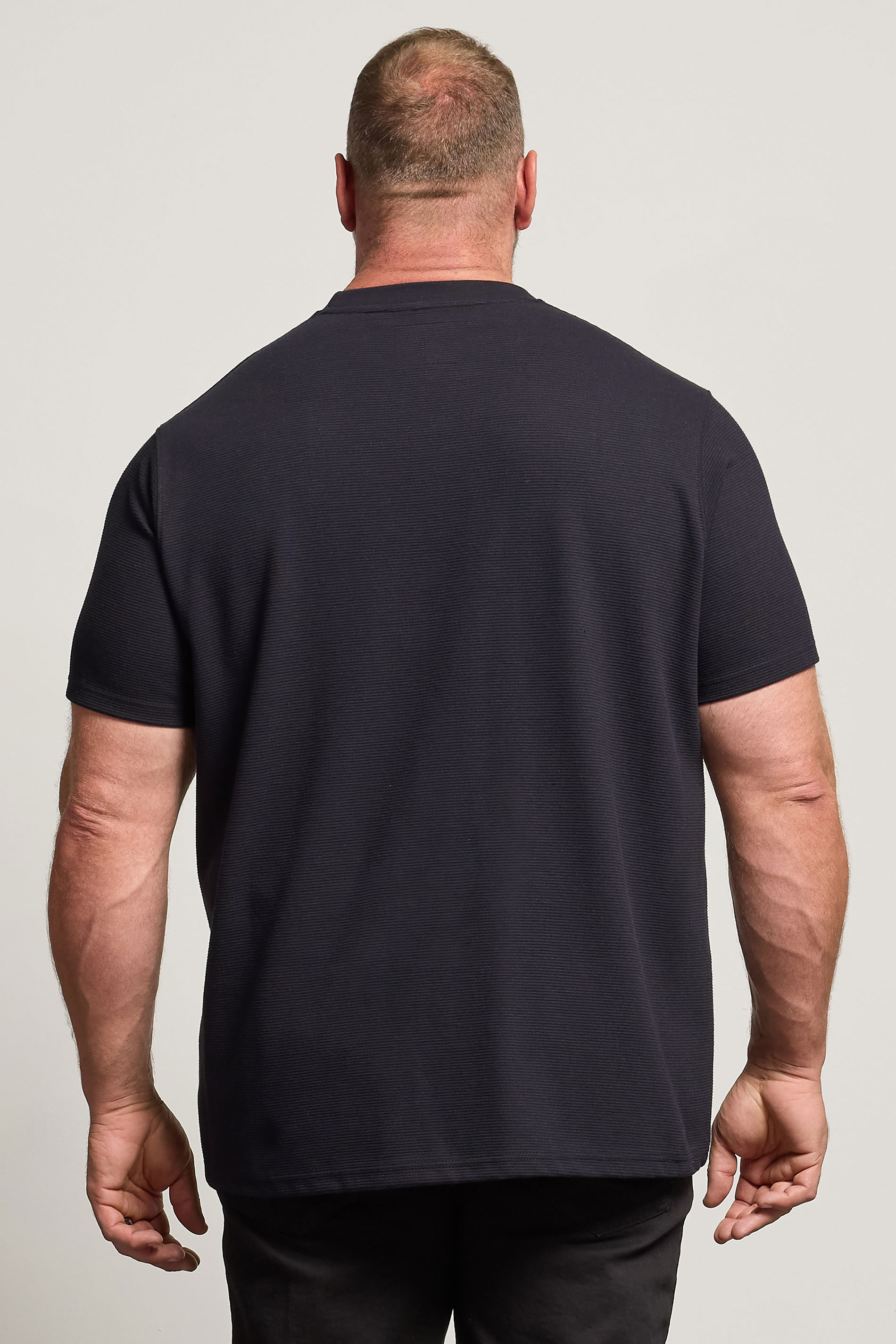 BadRhino Big & Tall Navy Blue Ottoman Textured T-Shirt | BadRhino 3