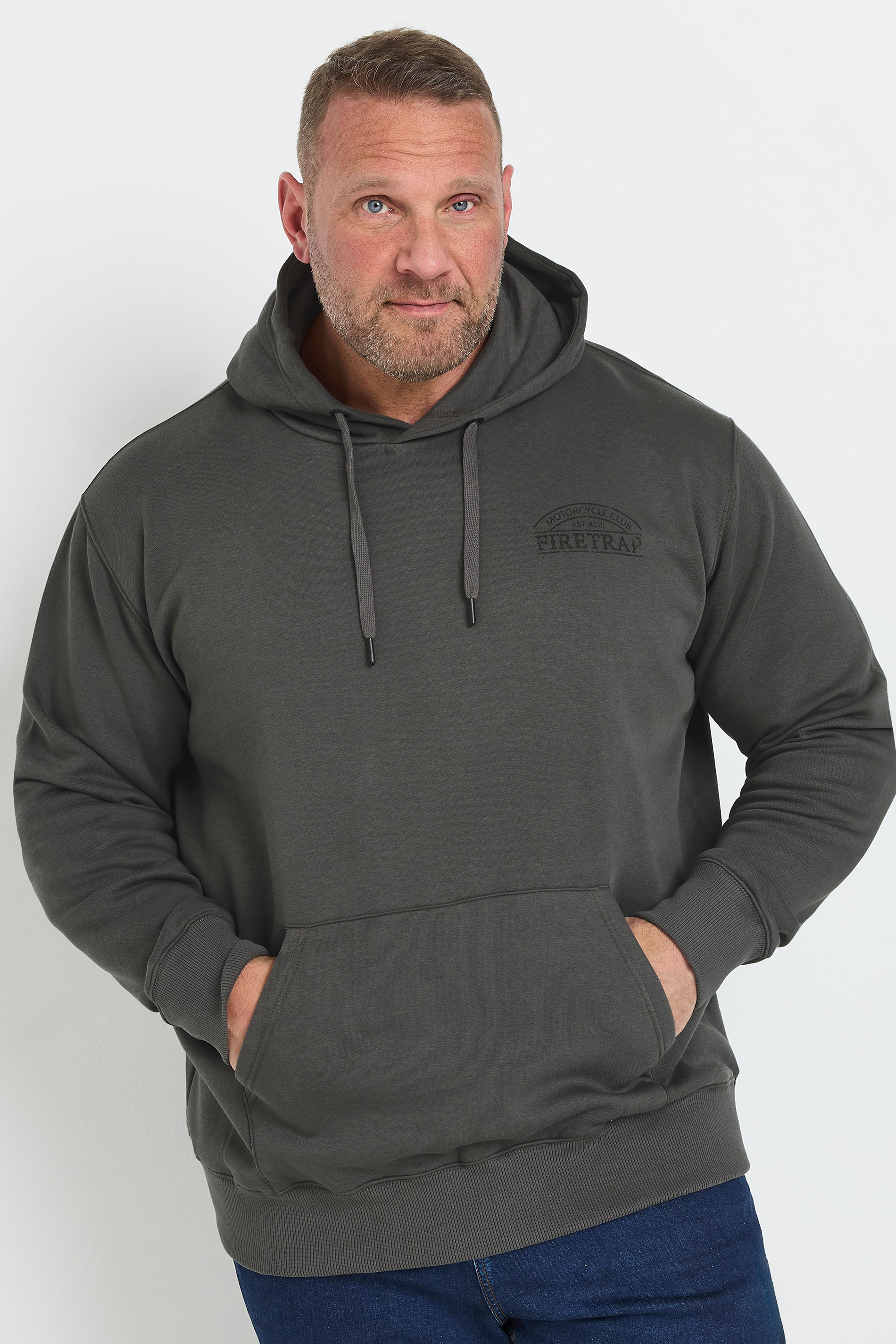 FIRETRAP Big & Tall Stormy Grey Hoodie | BadRhino 2