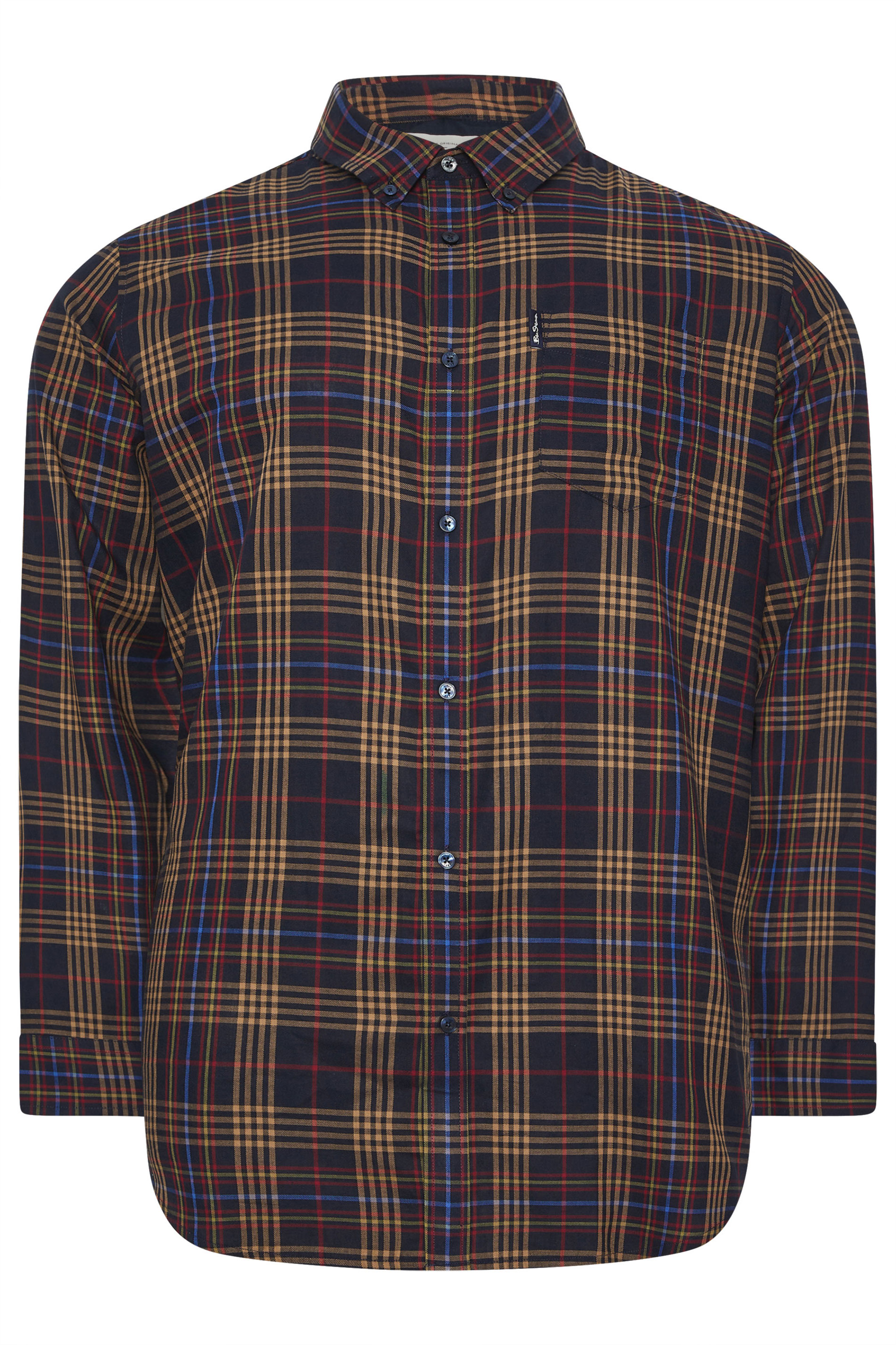 BEN SHERMAN Big & Tall Navy Blue Check Shirt | BadRhino 4