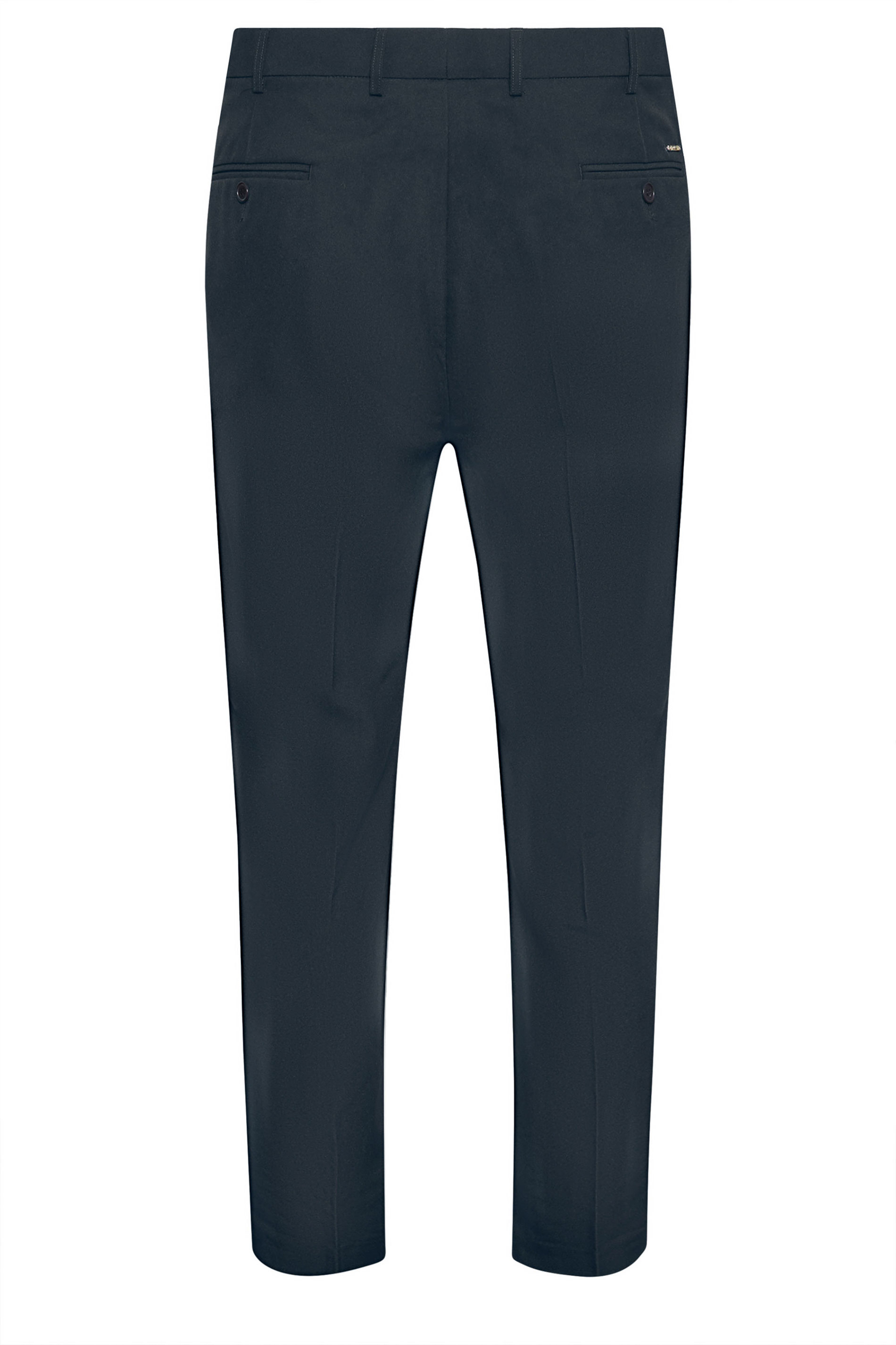 D555 Big & Tall Navy Blue Side Adjustable Waist Trousers | BadRhino 5