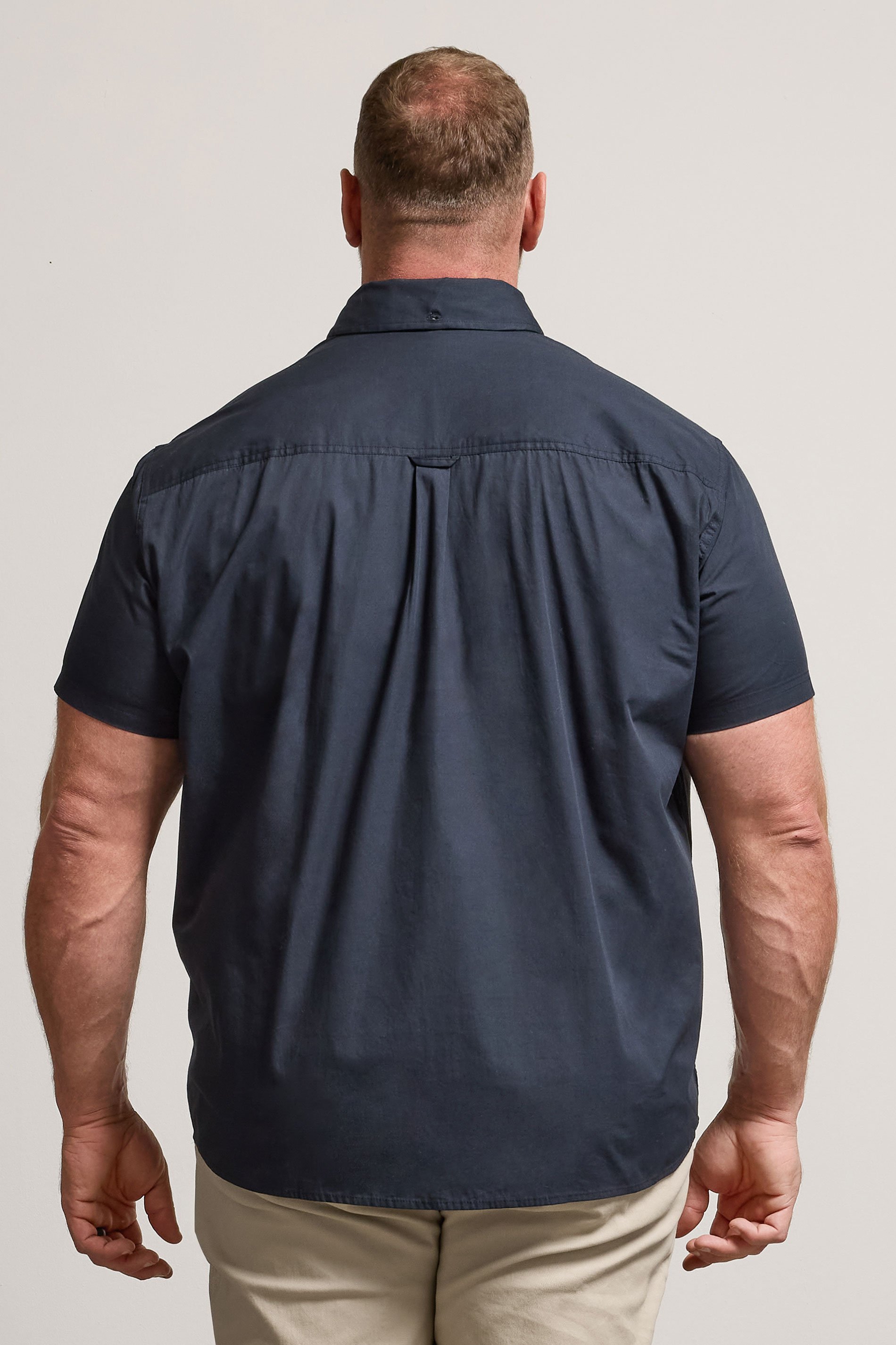 BadRhino Big & Tall Navy Poplin Short Sleeve Shirt | BadRhino 3