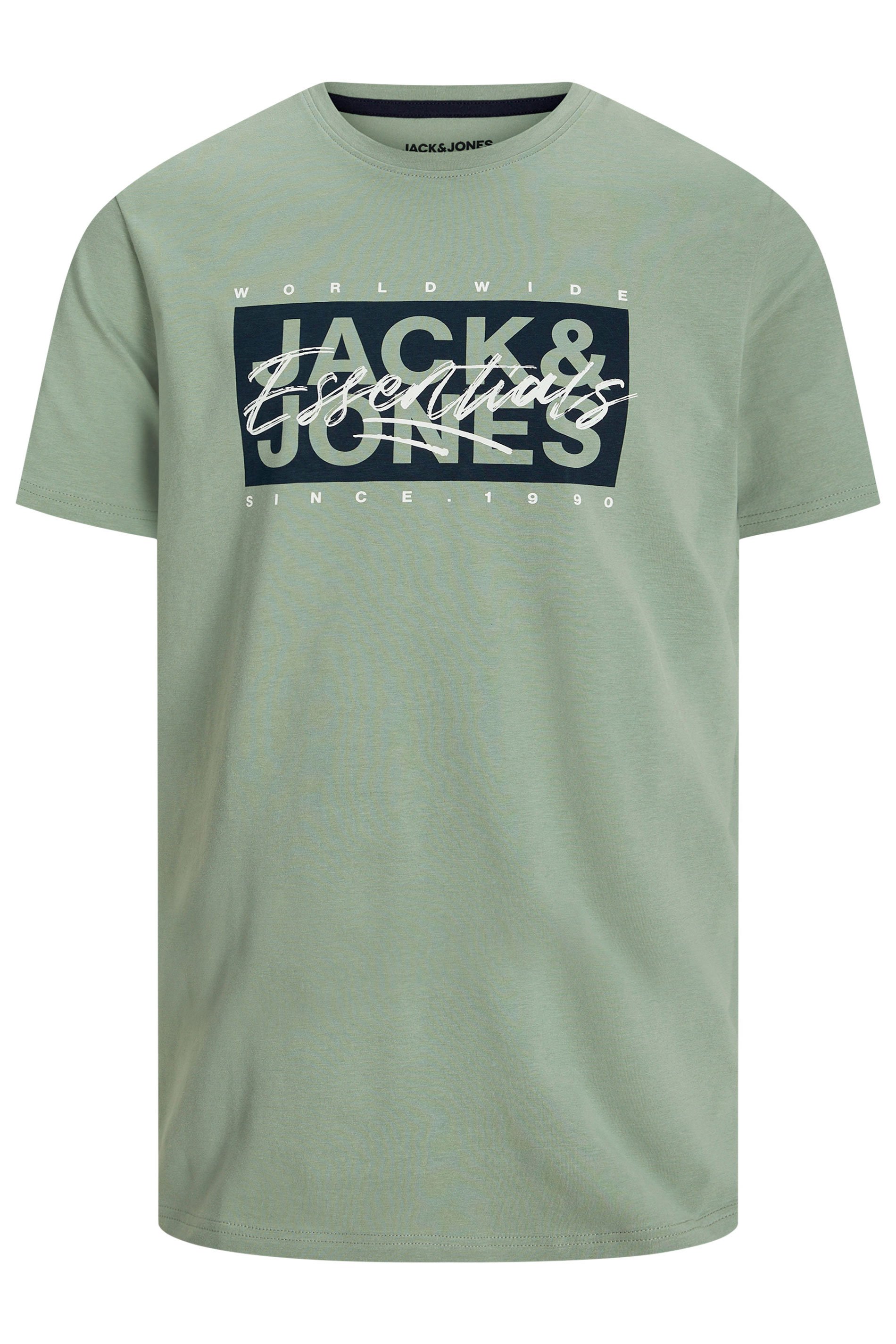 JACK & JONES Big & Tall Light Green 'Colton' T-Shirt | BadRhino 2
