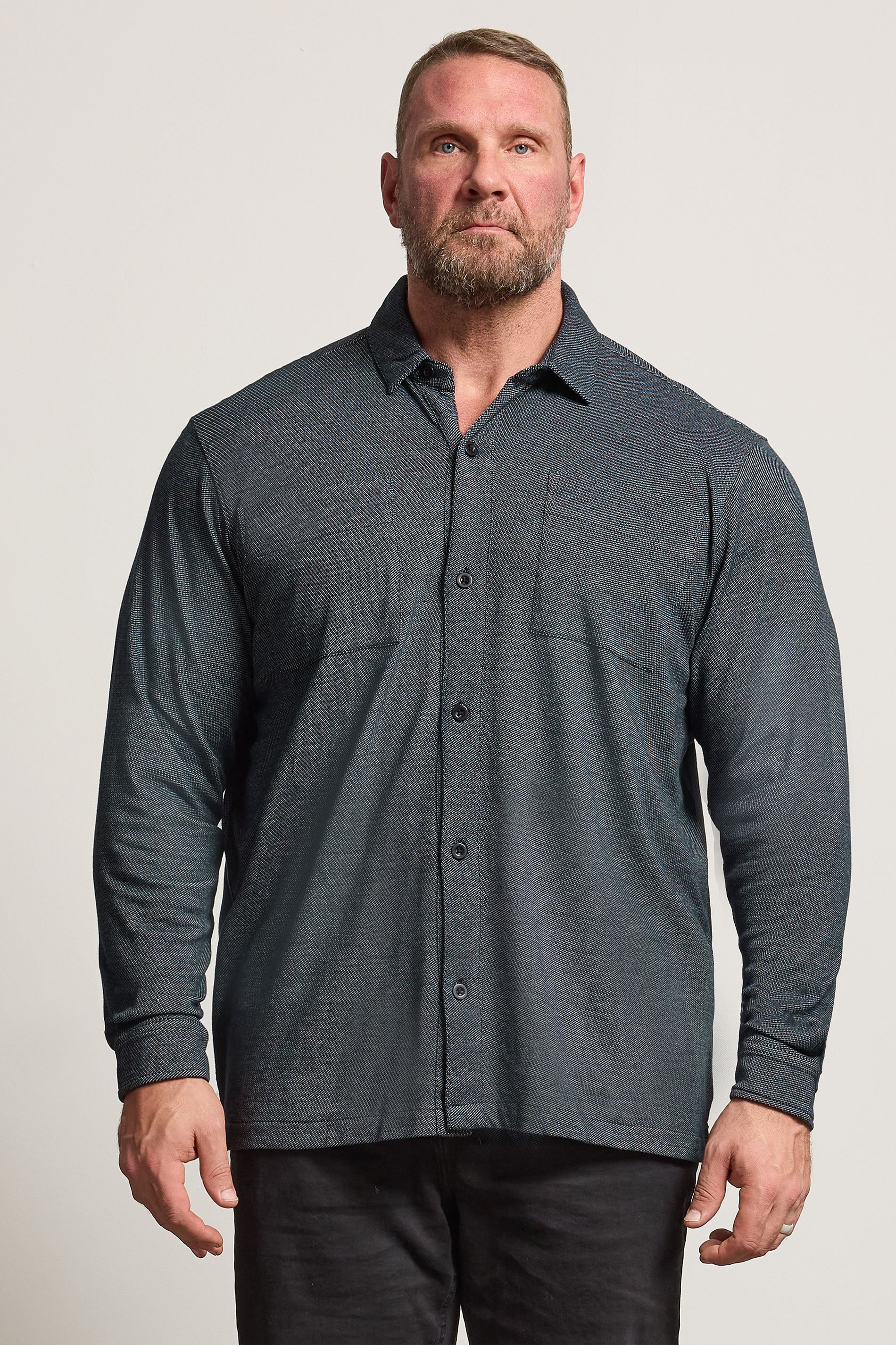 STUDIO A Big & Tall Navy Blue Button Through Shirt | BadRhino 1
