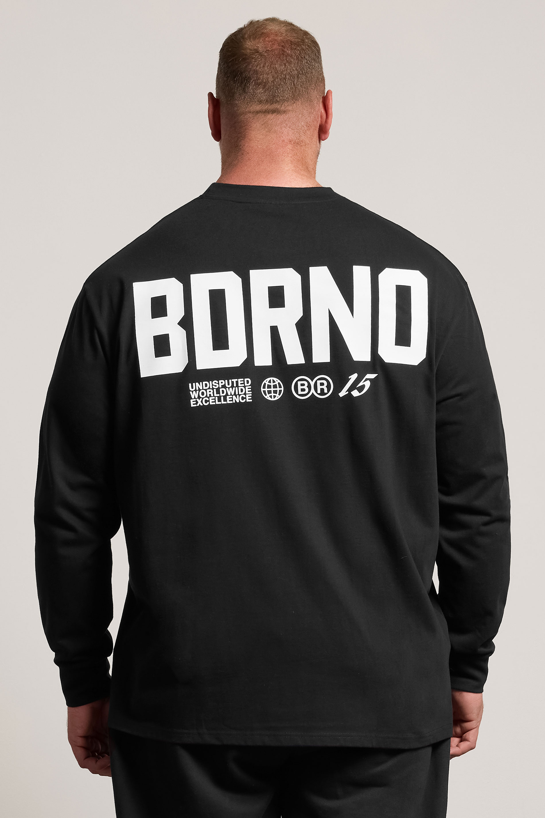 BDRNO Big & Tall Black Printed Long Sleeve T-Shirt | BadRhino 2