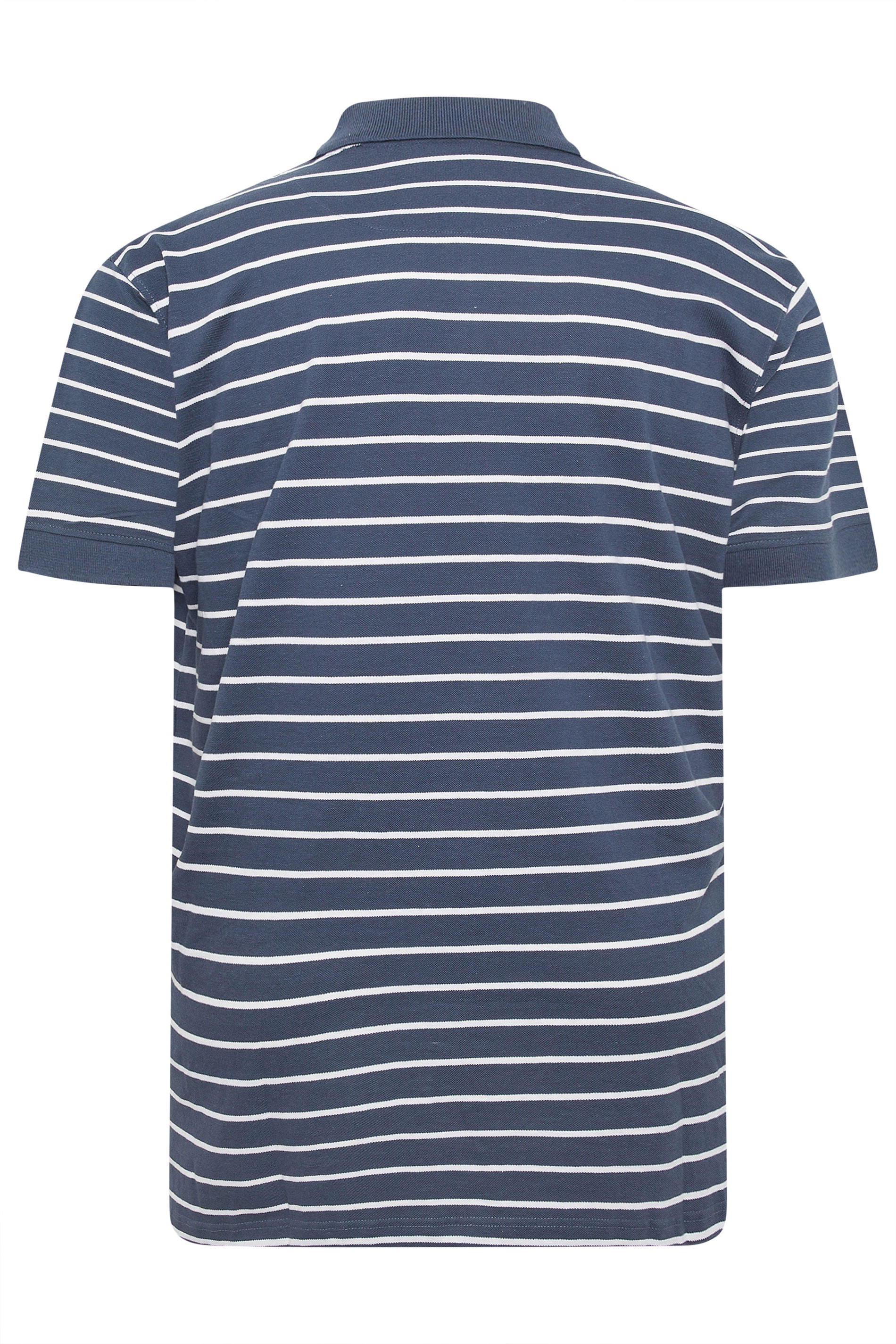 KAM Big & Tall Vintage Indigo Blue Stripe Print Polo Shirt | BadRhino 4