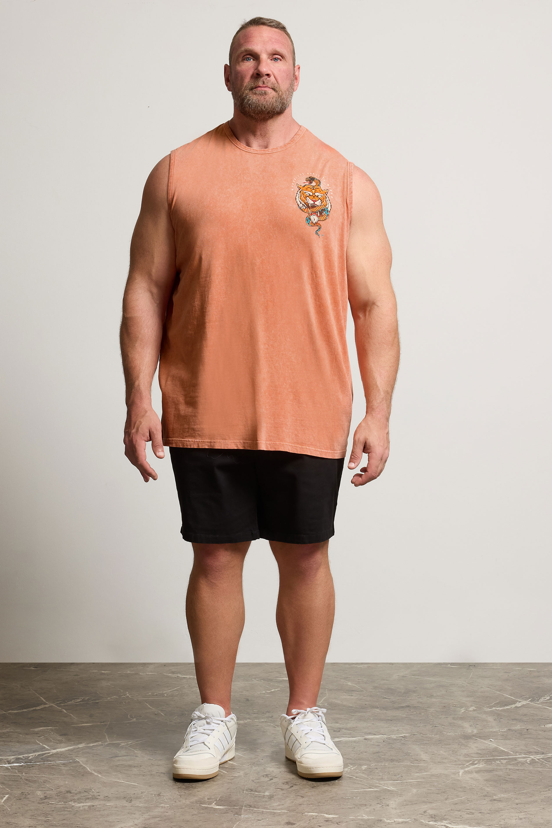 BadRhino Big & Tall Orange Acid Wash Tiger Vest | BadRhino 3