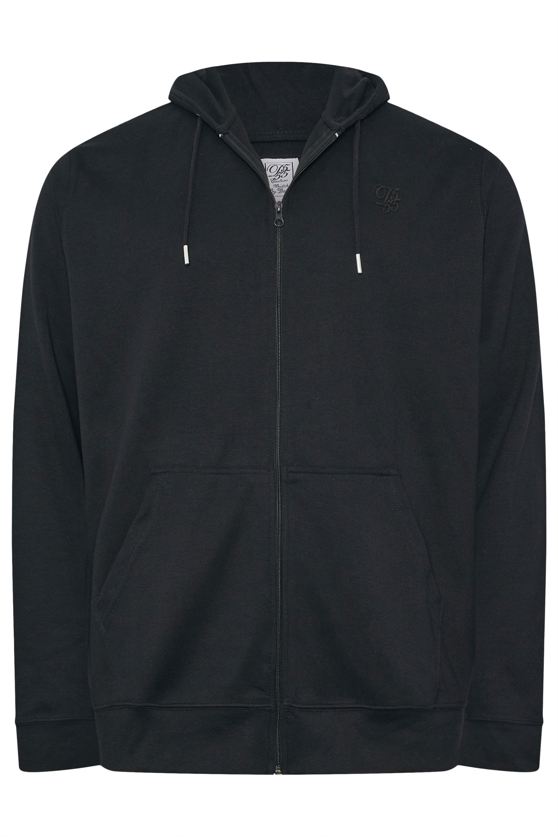 D555 Big & Tall Navy Blue Couture Zip Through Hoodie | BadRhino 3
