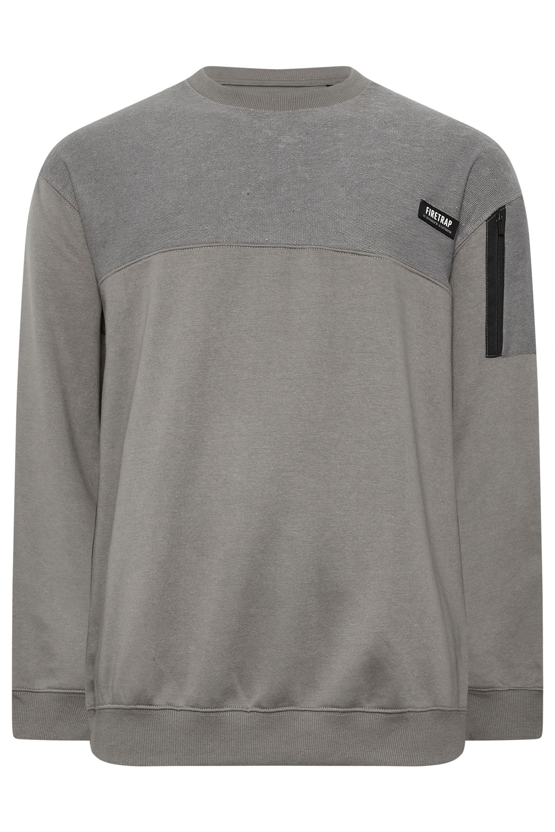 FIRETRAP Big & Tall Grey Olsen Sweatshirt | BadRhino 1