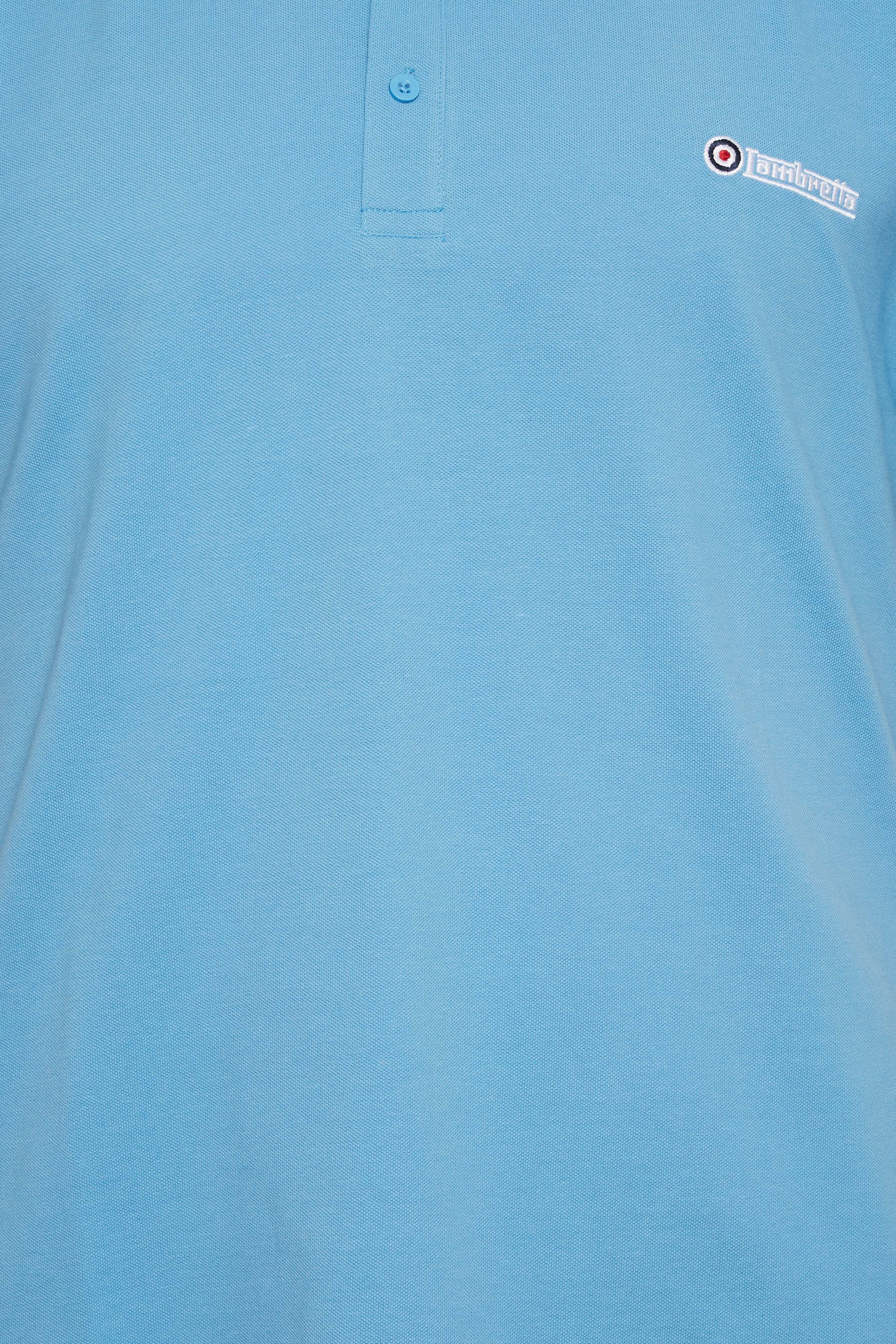 LAMBRETTA Big & Tall Plus Size Light Blue Polo Shirt | BadRhino  2
