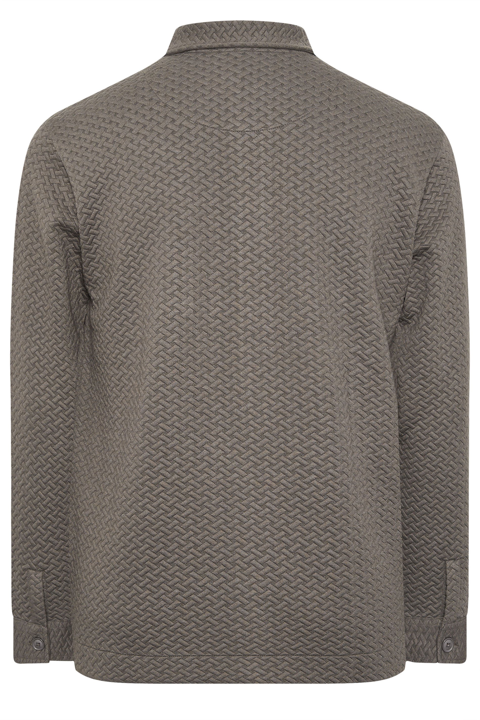 BadRhino Big & Tall Beige Brown Jersey Textured Overshirt | BadRhino 7