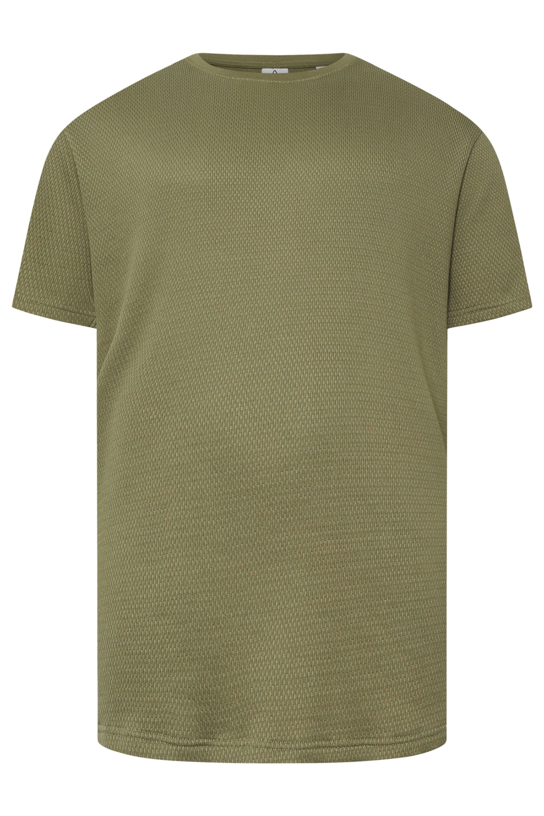 STUDIO A Big & Tall Khaki Green Popcorn Stitch Textured T-Shirt | BadRhino 3