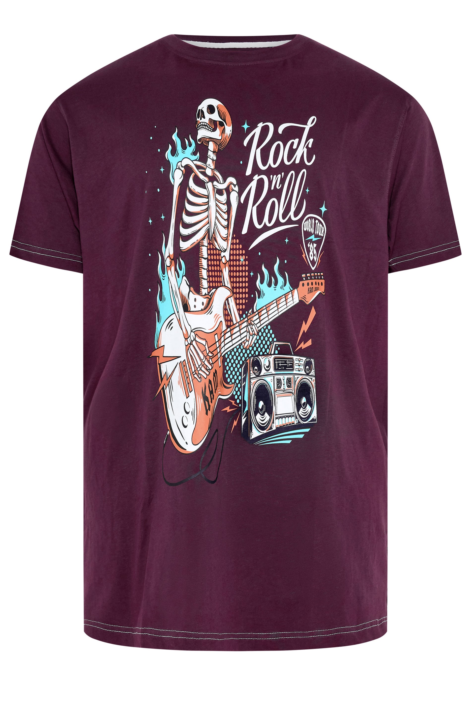 KAM Big & Tall Purple Rock N Roll Skeleton Print T-Shirt | BadRhino 2
