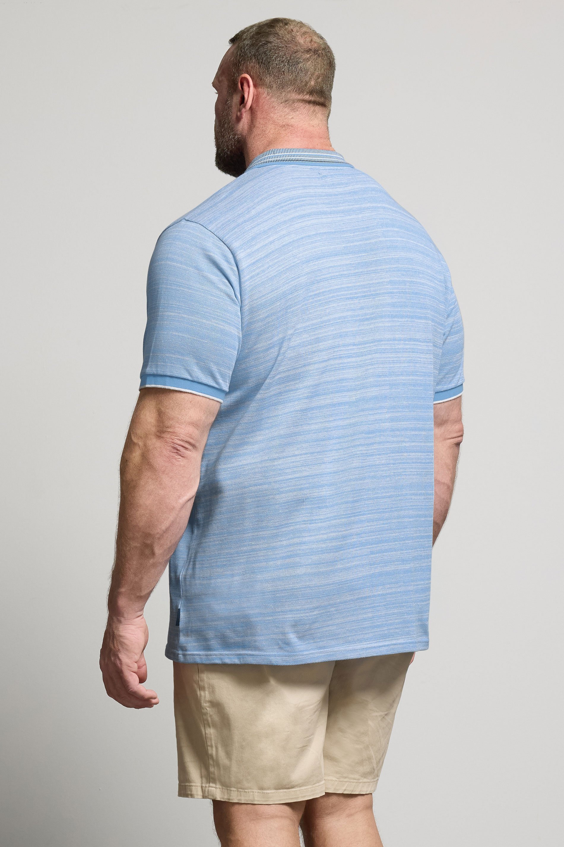 BadRhino Big & Tall Light Blue Jacquard Polo Shirt | BadRhnio 3