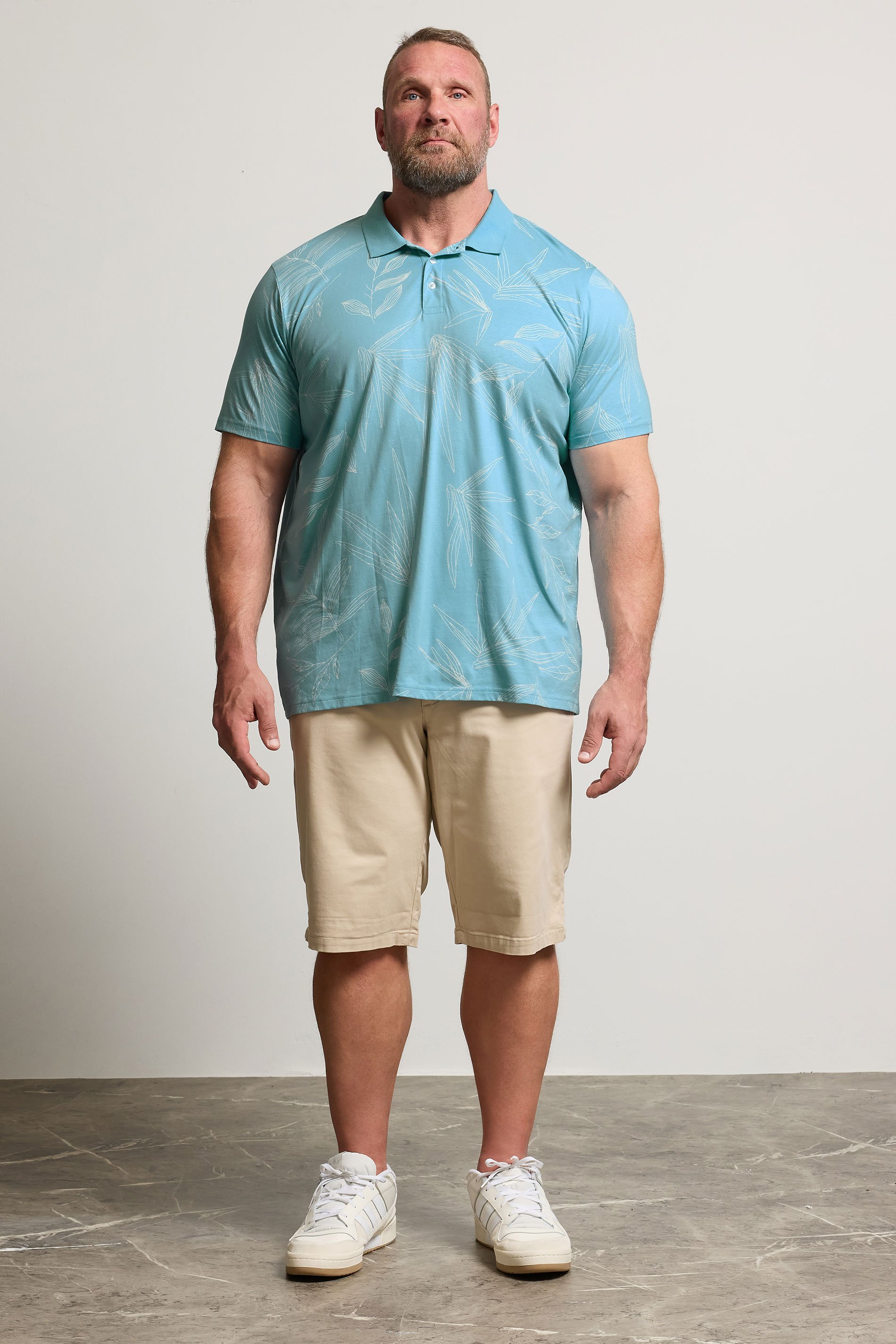 BadRhino Big & Tall Light Blue Leaf Print Polo Shirt | BadRhino 3