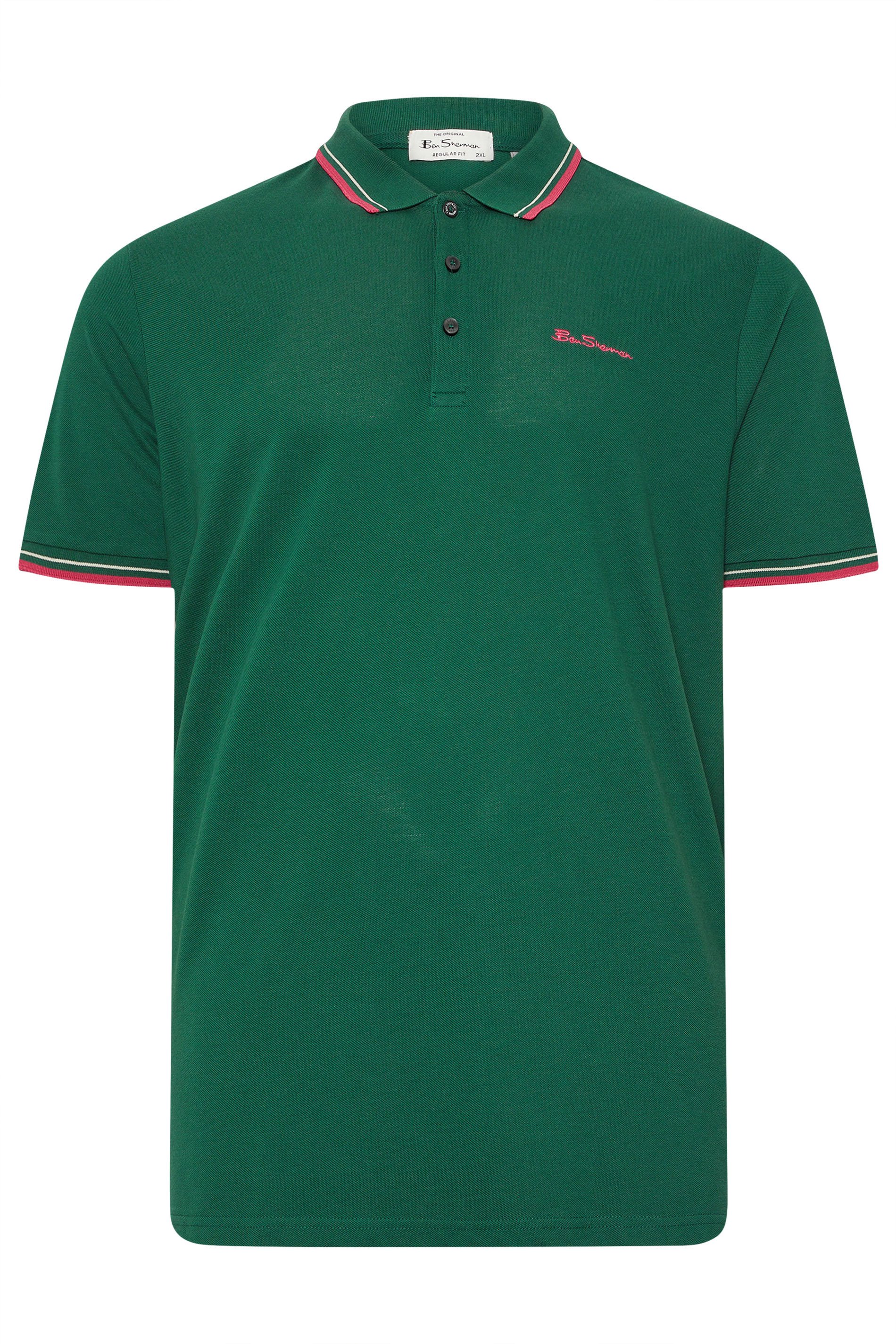 Ben Sherman Big & Tall Dark Green Signature Pique Polo Shirt | BadRhino 3